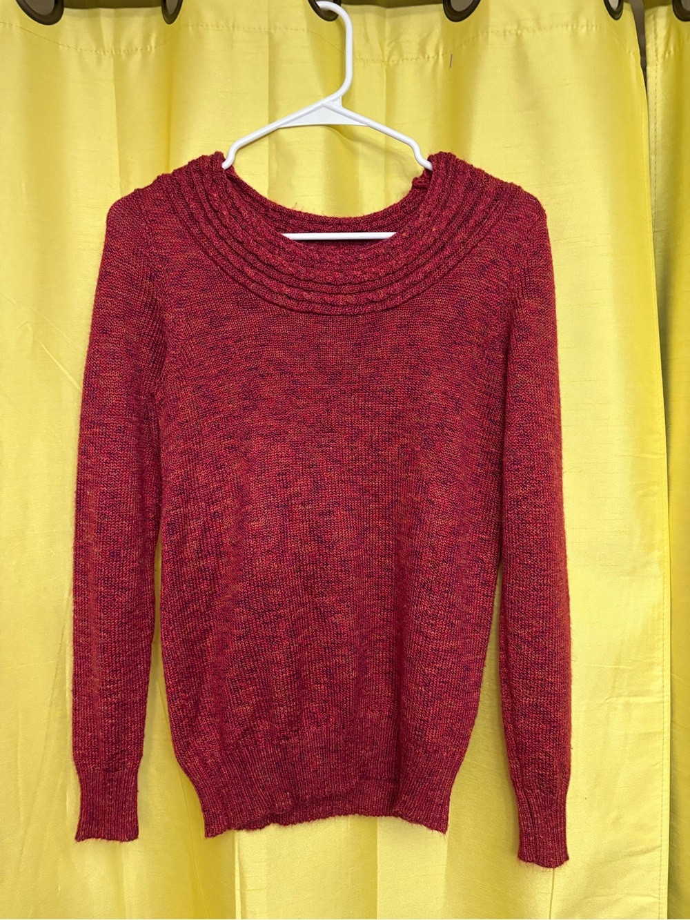 Carolyn Taylor Red Marled Cowl Neck Sweater